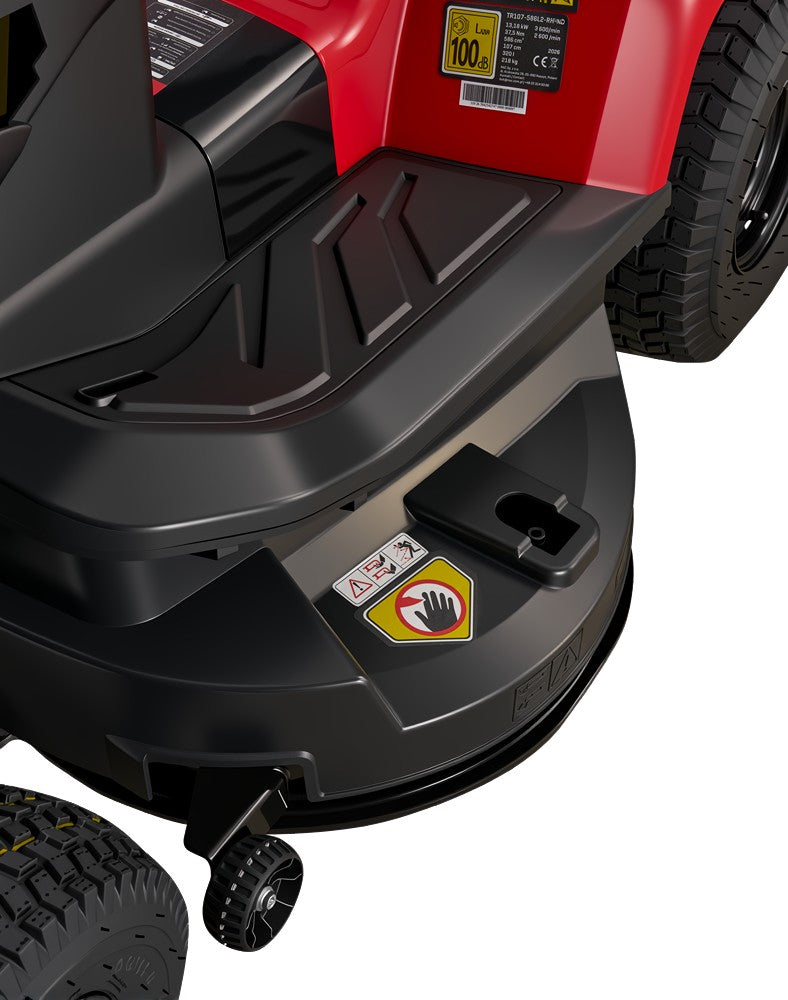 Tractoras pentru tuns gazon/iarba MESTERINO TOOLS MTBJXRM42R-D586, motor LONCIN 586 cmc, putere 17 cai, latime de taiere 1067 mm, 7 nivele taiere, sac colector 250 litri