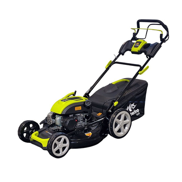 Masina pentru tuns iarba/gazon autopropulsata MESTERINO MTBJXPM51N-196, sasiu de metal, motor 4T 196 cmc, putere 5 CP, diametru taiere 51 cm, 8 nivele de taiere, sac colector 60 litri, evacuare lateral si mulcire