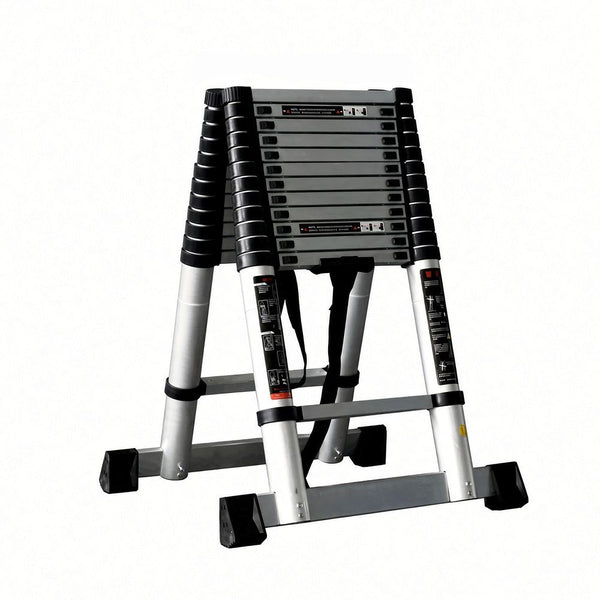 Scara telescopica din aluminiu dubla MESTERINO TOOLS JMTJL-101-D3.8M+3.8M, 3.8+3.8 metri, 2x13 trepte, greutate maxima 150 kg