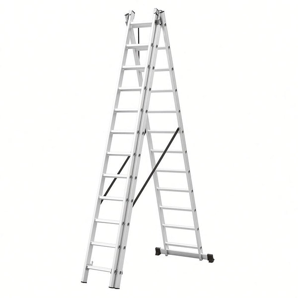 Scara combinata din aluminiu MESTERINO TOOLS MTJL-207-3X12, 8.45 metri, 3x12 trepte, greutate maxima 115 kg