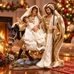 Statuetă Decorativă Premium „Sfânta Familie – Fuga în Egipt”, din Rășină Finisată – 23 × 20 cm