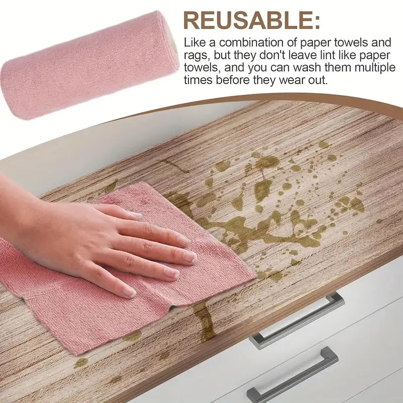 Set 30 lavete reutilizabile multifunctionale 30x30 cm cu suport