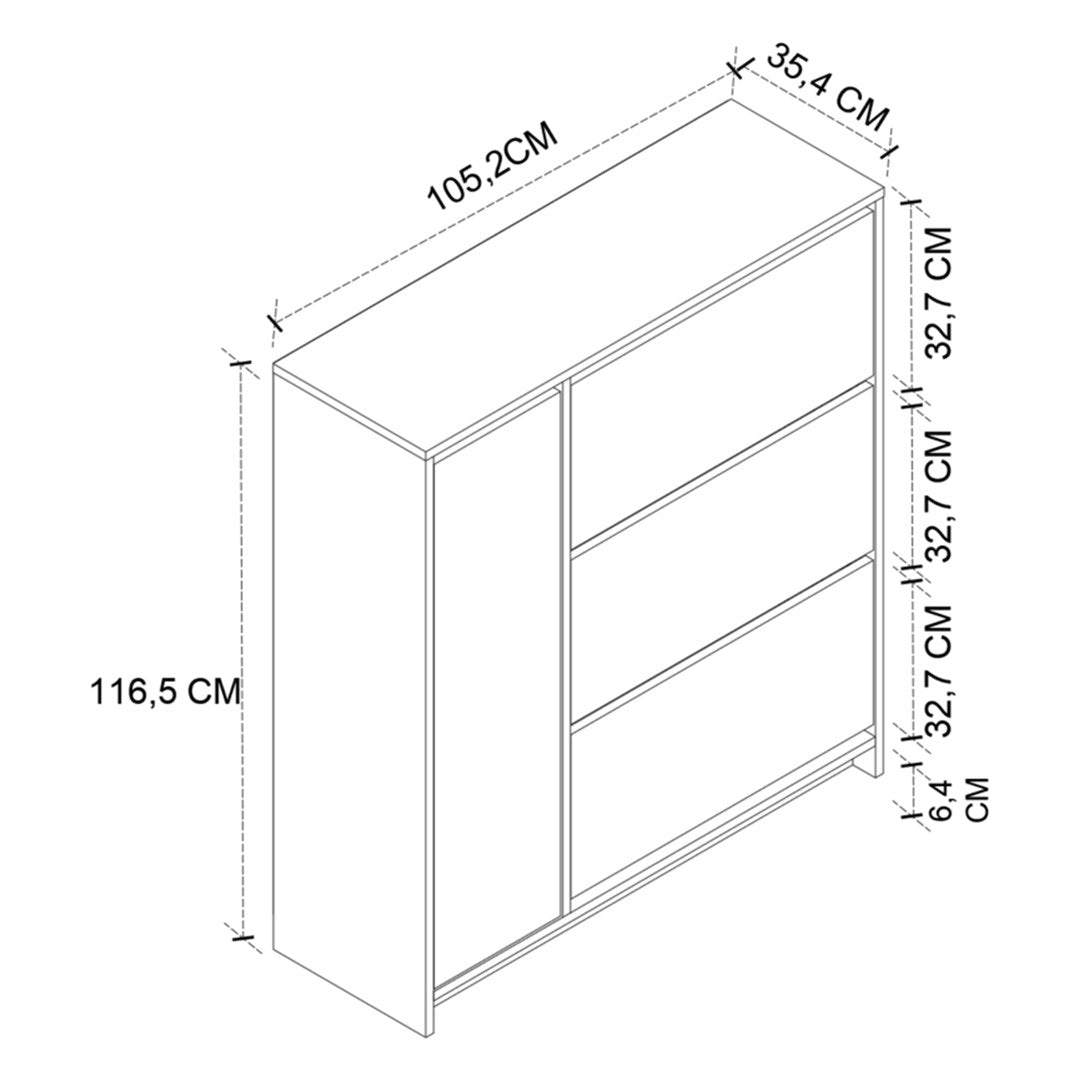 Pantofar Gizem cu usi basculante, dulap pantofi 90 x 100 cm capacitate 12-16 perechi, mobilier hol compact, PAL melaminat 18 mm clasa E1, mecanism flip-down pentru acces rapid, stil modern scandinav Antracit - detaliu 8