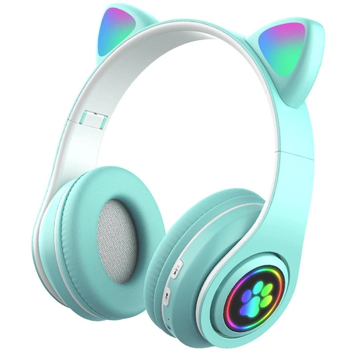 RESIGILAT - Casti wireless pliabile cu urechi de pisica iluminate LED, Bluetooth 5.0, Bass Stereo