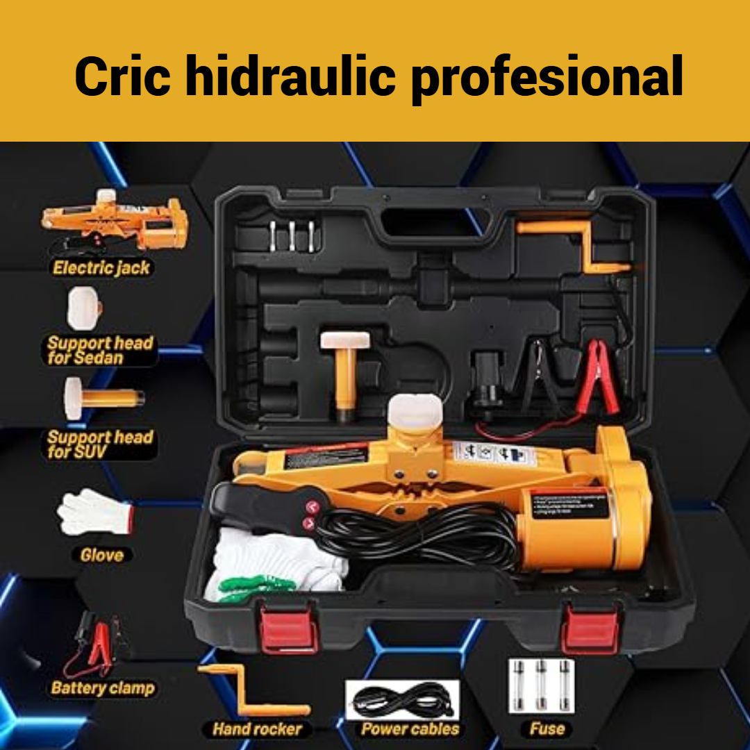 Cric Electric Auto tip Foarfecă 3T, 40x15.5cm Ridicare 12-42cm
