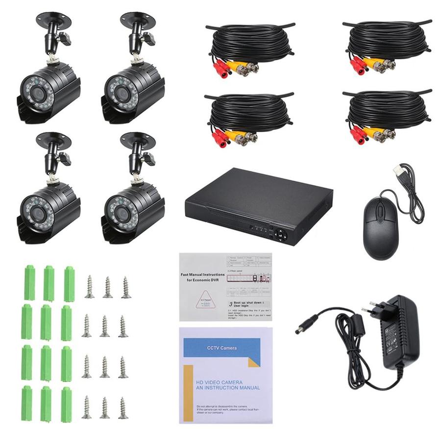 RESIGILAT - Sistem de supraveghere CCTV, Kit DVR cu 4 camere exterior / interior din metal