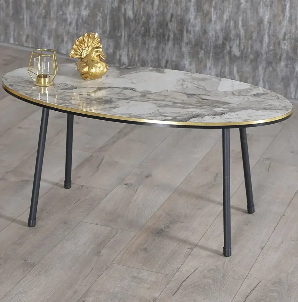 Masa de cafea moderna 90x50x42 cm MDF cu picioare metalice