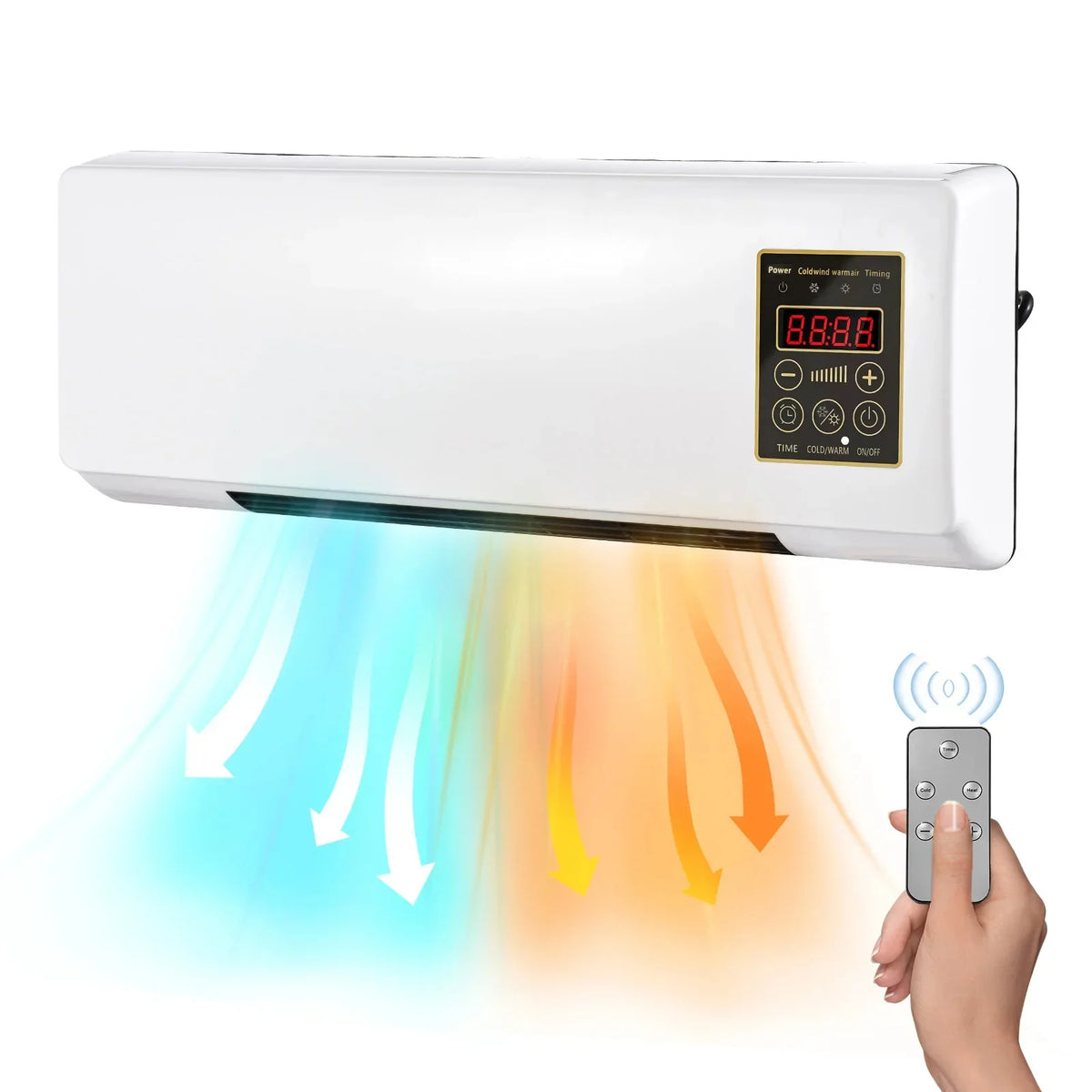 RESIGILAT - Mini aer conditionat cu ventilator, 2 in 1, 55 cm, Rece/Cald, 16 - 40 grade, 1800W, cu telecomanda, Alb