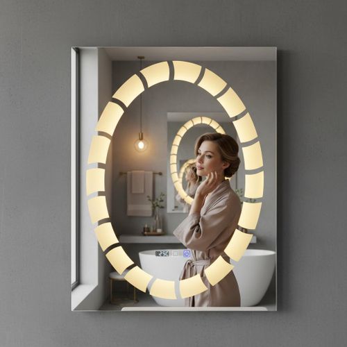 Oglinda led ovala premium 60x80, cu touch, dezaburire si lumina reglabila