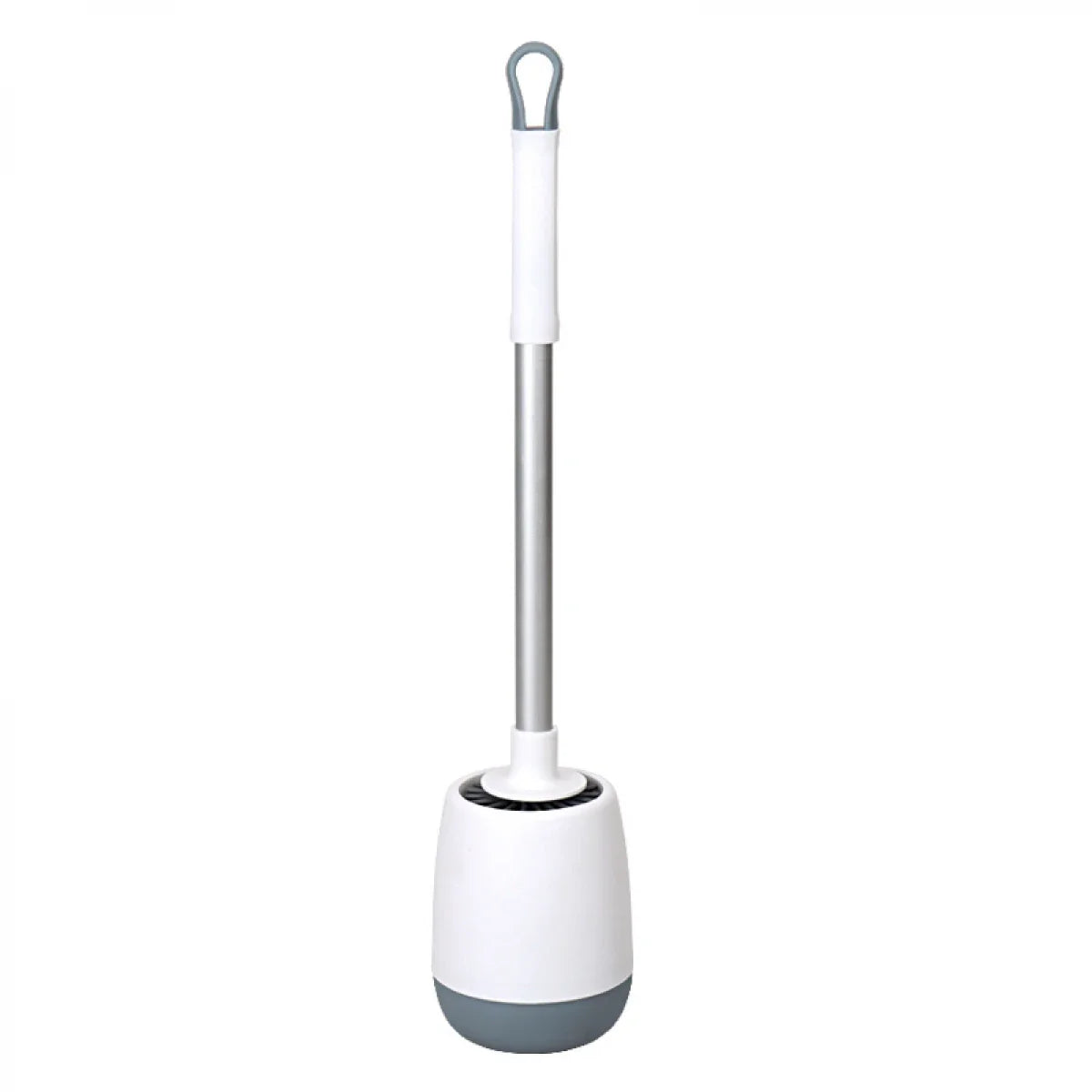 Perie de toaleta din silicon cu recipient pentru scurgerea apei, suport autoadeziv, 10 cm x 52.5 cm