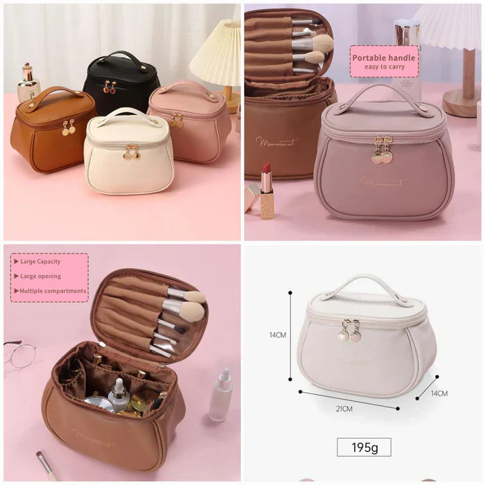 Geanta cosmetica, din piele PU, cu maner, 21 X 14 X 14cm, impermeabila