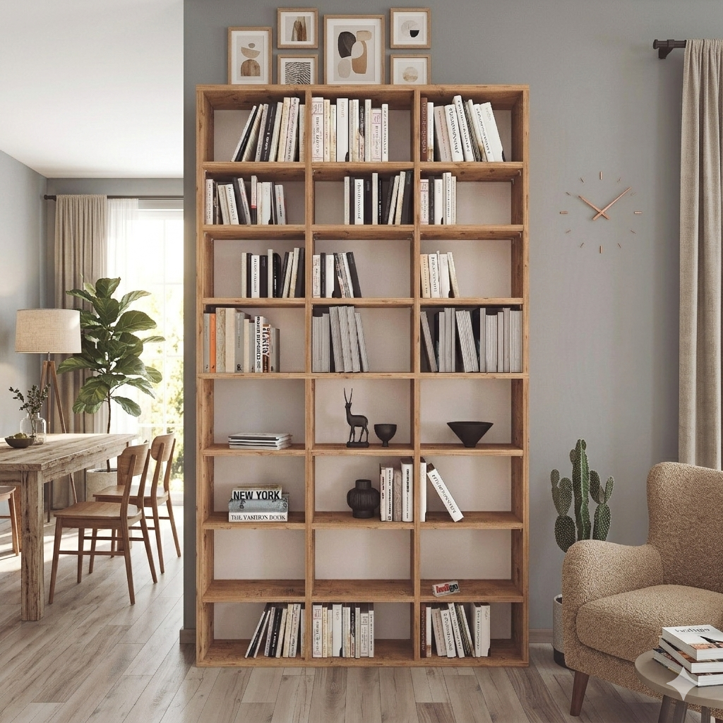 Biblioteca cu 24 de rafturi, design modern, spațiu generos, calitate superioară 101.8 x 16,3 x 178 cm
