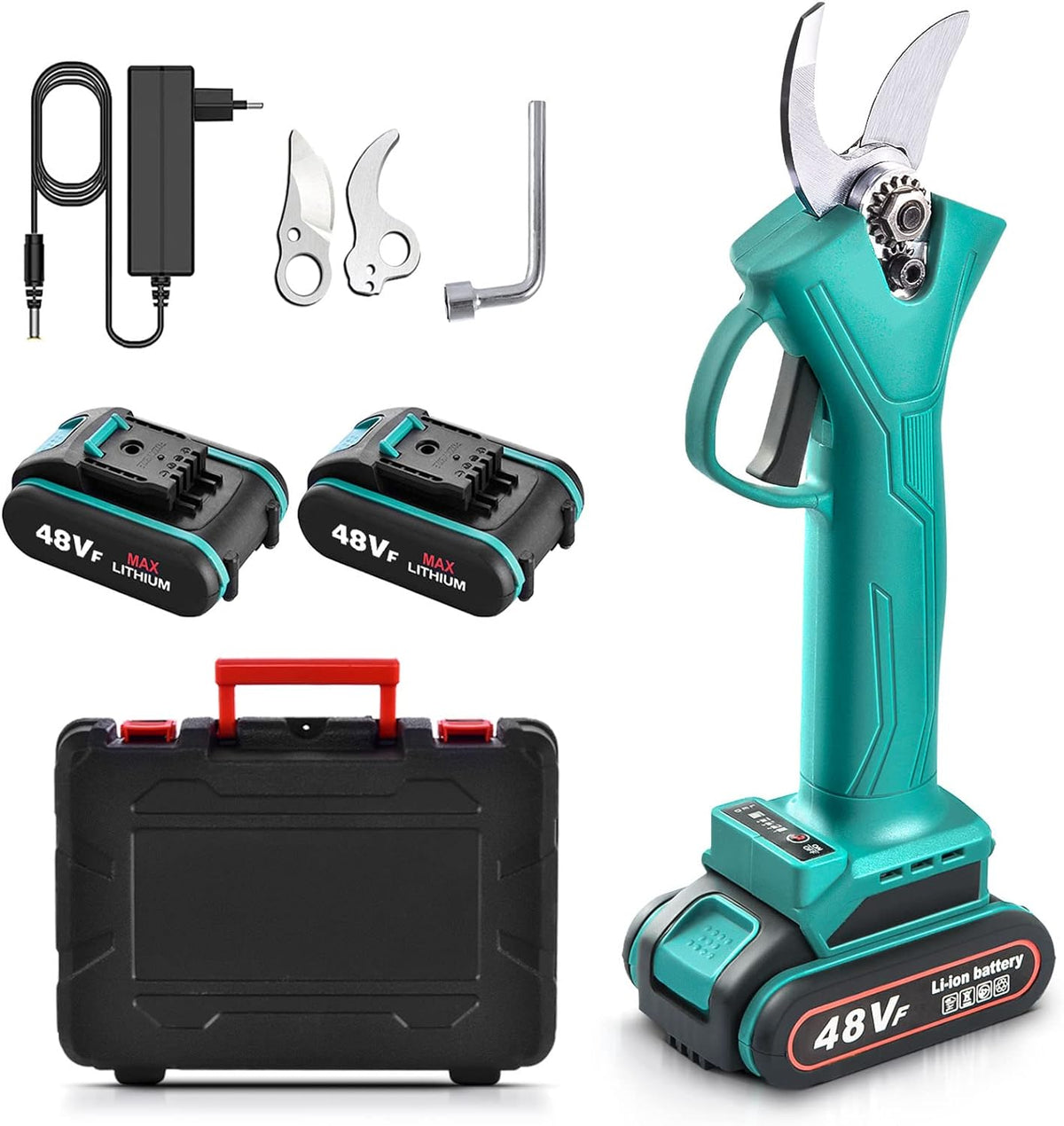 RESIGILAT - Foarfeca electrica pentru vita de vie si crengi, 2 acumulatori 21V-48V, 2Ah-5Ah