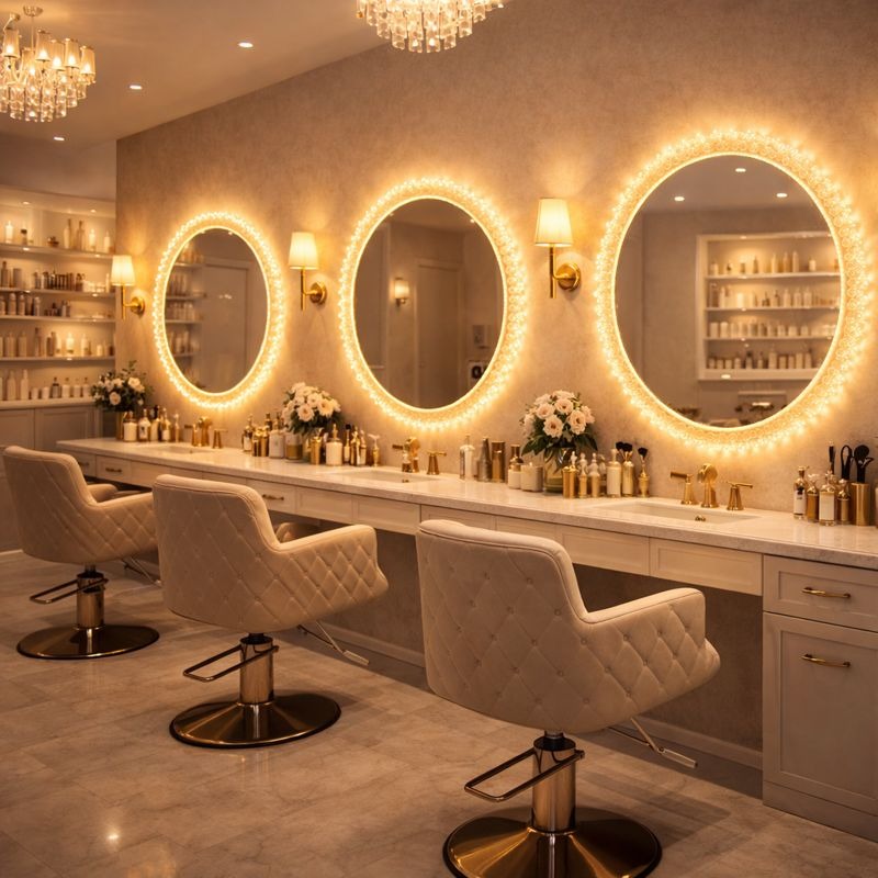 Oglinda baie LED rotunda 55 cm cu buton touch si iluminare perimetrala