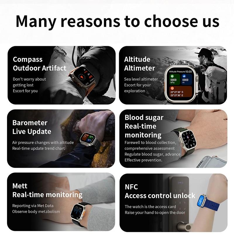 Ceas Smartwatch Z69 Ultra Watch, ecran 2.0&quot;, 2 curele, incarcare wireless
