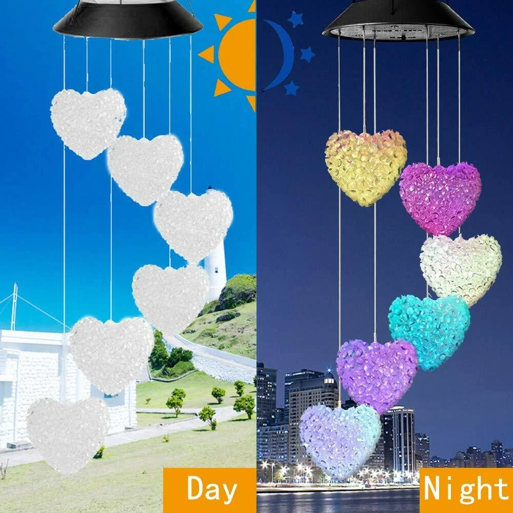 Lampa solara suspendata in forma de inimioare RGB IP65 Rezistenta Apa Decor Exterior - detaliu produs