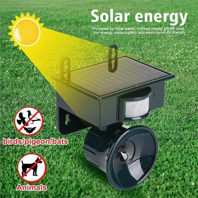 Repeller cu Ultrasunete pentru Alungarea Animalelor Panou Solar Senzor Miscare PIR - detaliu produs