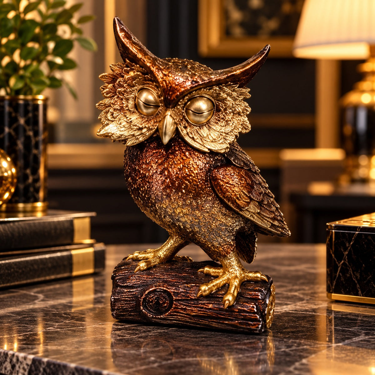 Statuetă Decorativă Bufniță, Rășină Finisată – 22 × 13 cm - detaliu produs