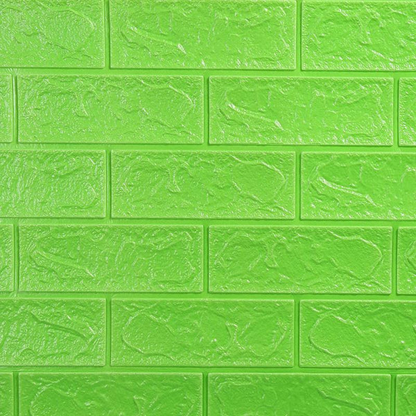 Tapet 3D caramida Verde lime auto-adeziv pentru interior, 70 x 77 cm