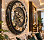 Ceas de Perete Premium cu Roți Dințate în Mișcare, Cifre Romane și Efect Oglindă – Design Luxury, aprox. 72–76 cm