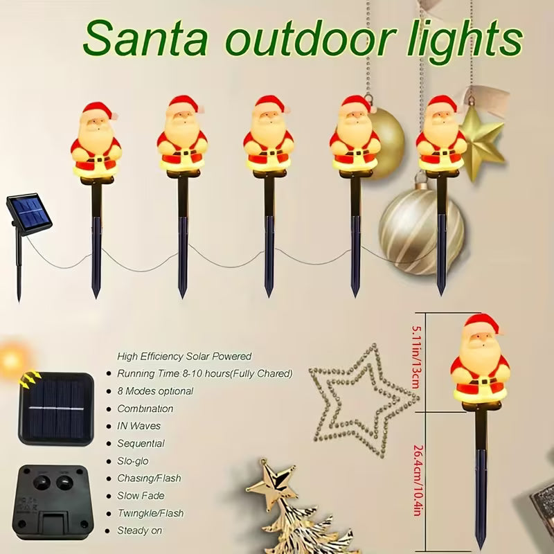 Set 5 Lampi Solare LED Mos Craciun pentru Gradina, 37 cm