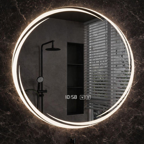Oglinda LED Rotunda 80 cm cu Touch, Antiaburire si Lumina Reglabila