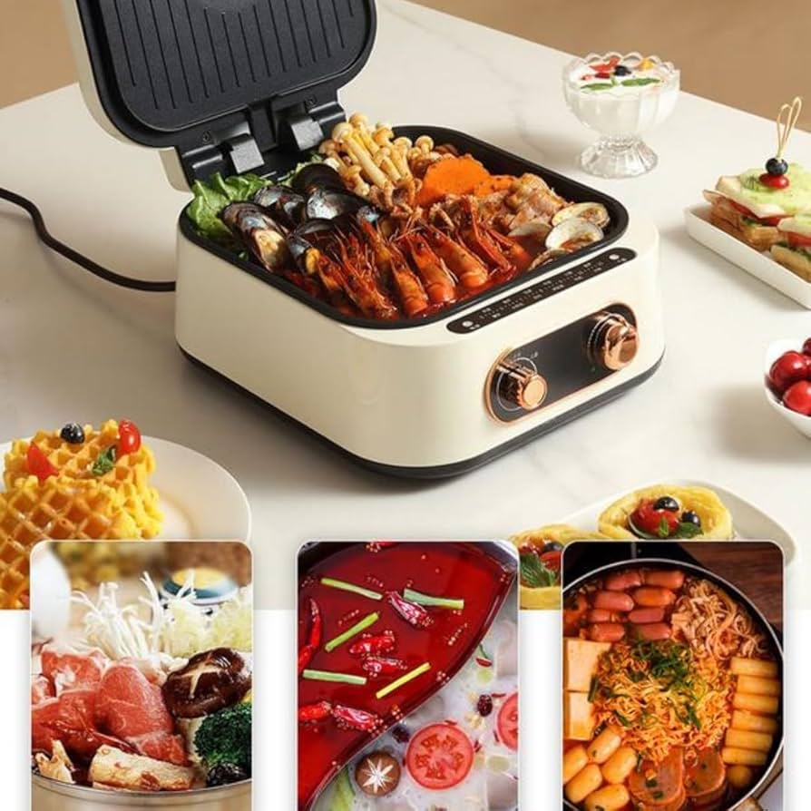 Aparat multifunctional 3 in 1 Hot Pot Grill si Tigaie Dubla, 1600 W
