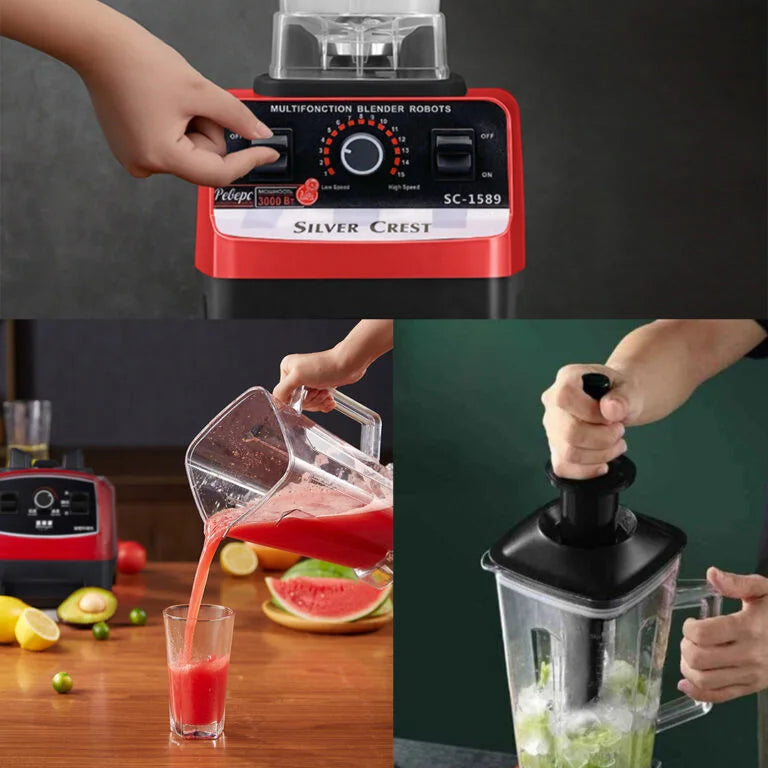 Blender Profesional de bucatarie 2 in 1, 2.5L, motor din cupru, 15 viteze, 4500W