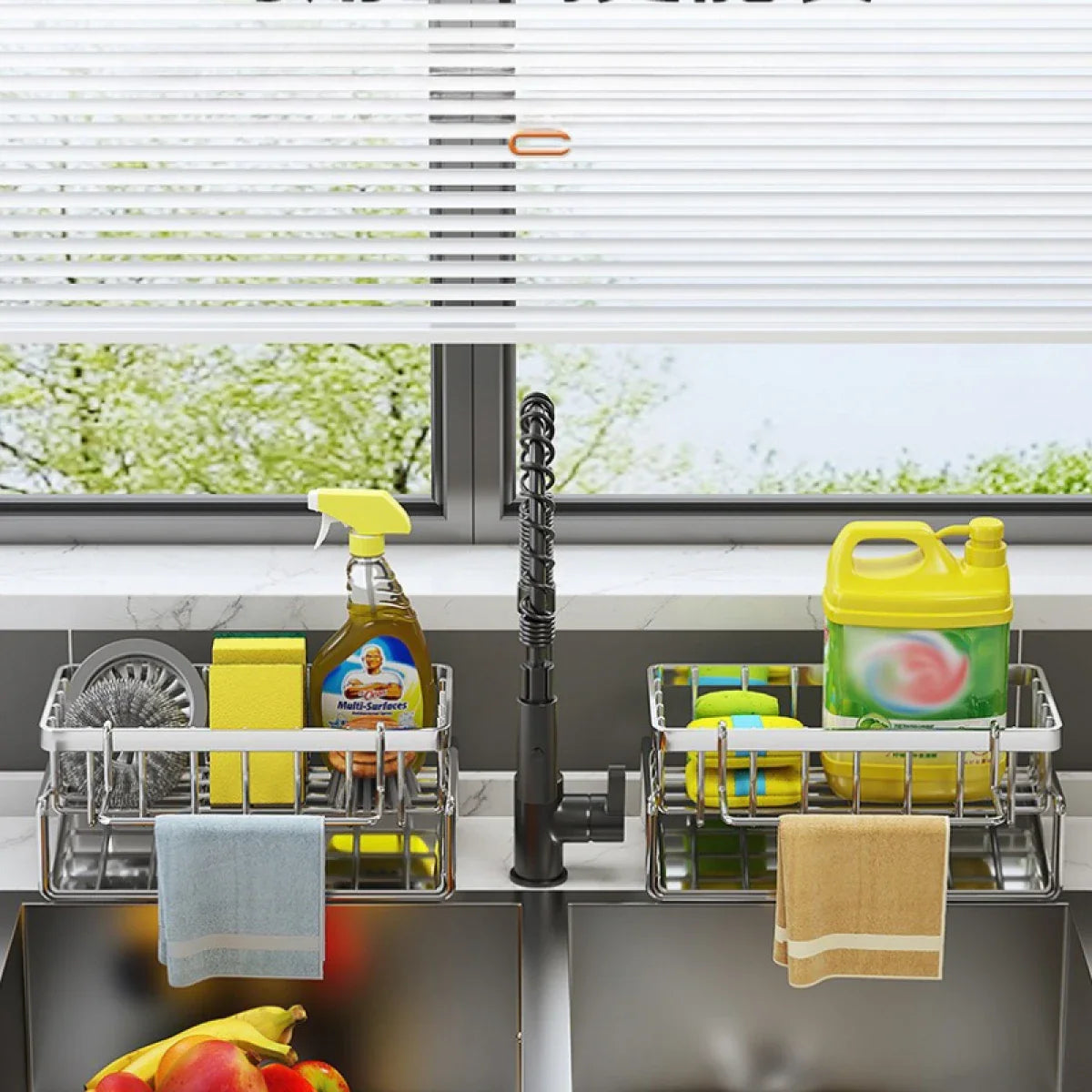 Suport din inox cu scurgere pentru burete vase, 23 x 10 x 9 cm