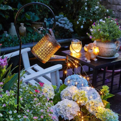 Lampa solara decorativa tip stropitoare – LED cu efect cascada, pentru gradina si terasa din ABS si metal
