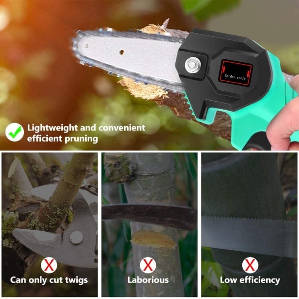 Mini Fierastrau Electric 24V cu Lant 6 inch si 2 Acumulatori 2000 mAh
