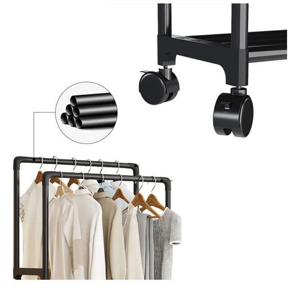 Suport multifunctional haine si incaltaminte cu rafturi si bara umerase 185x56x30 cm