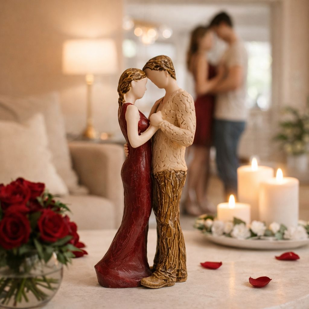 Statueta decorativa, cuplu romantic, rasina finisata, 28 cm