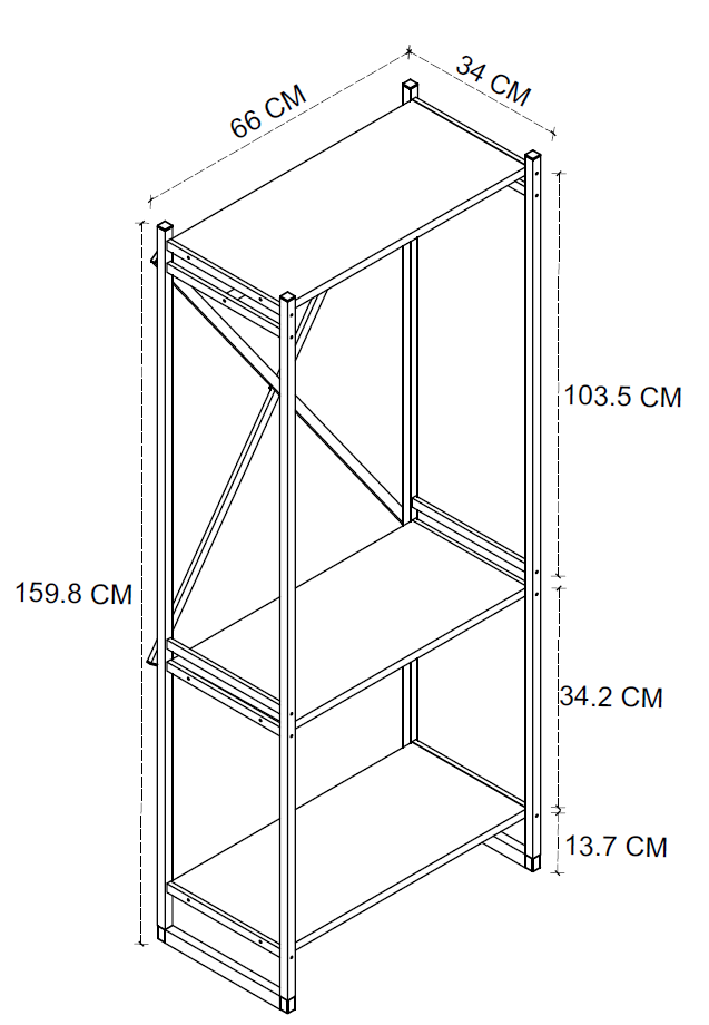 Cuier metalic cu suport pentru pantofi si rafturi, 66 x 34 x 159,8 cm