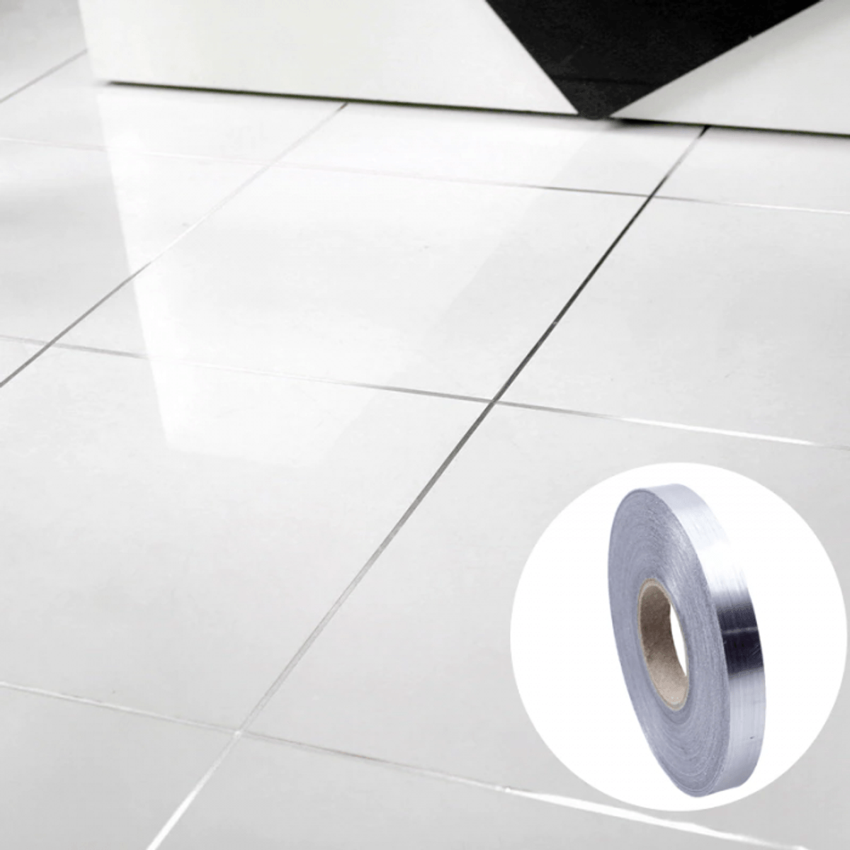 Banda Adeziva Impermeabila pentru Rosturi Gresie si Faianta 50 m x 10 mm Argintiu