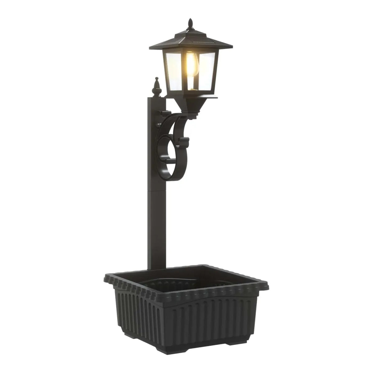 Lampă Solară de Grădină cu Jardinieră Integrată, Felinar LED și Design Decorativ – 29 × 28 × 74 cm - detaliu produs
