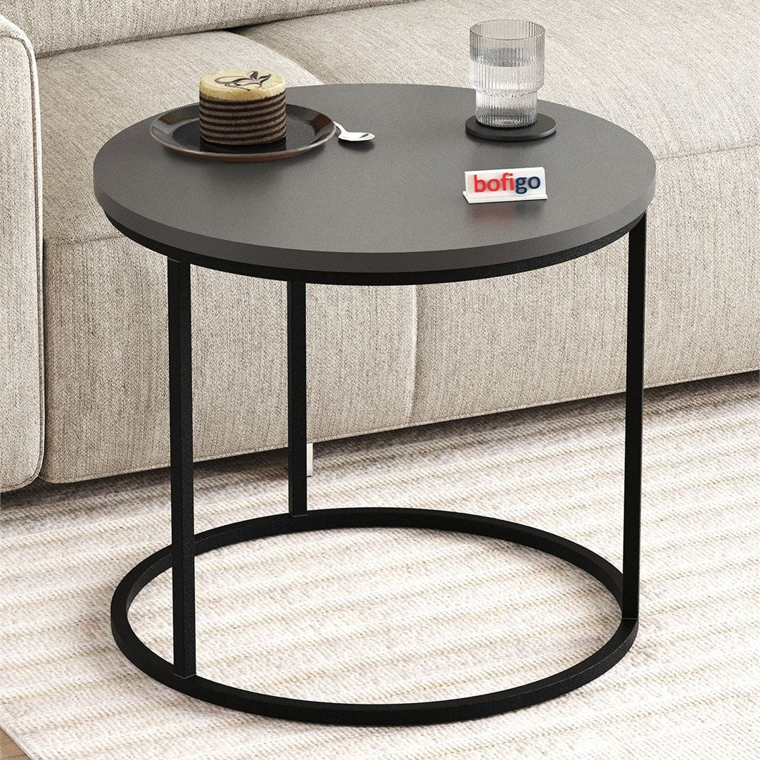 Set 2 masute Hilal Zigon, masute cafea 60 x 50 cm, stil Zigon se imping una sub alta, picioare metalice + blat PAL melaminat 18 mm clasa E1, perfecte living birou sau apartament mic, stil modern scandinav Antracit - detaliu 4