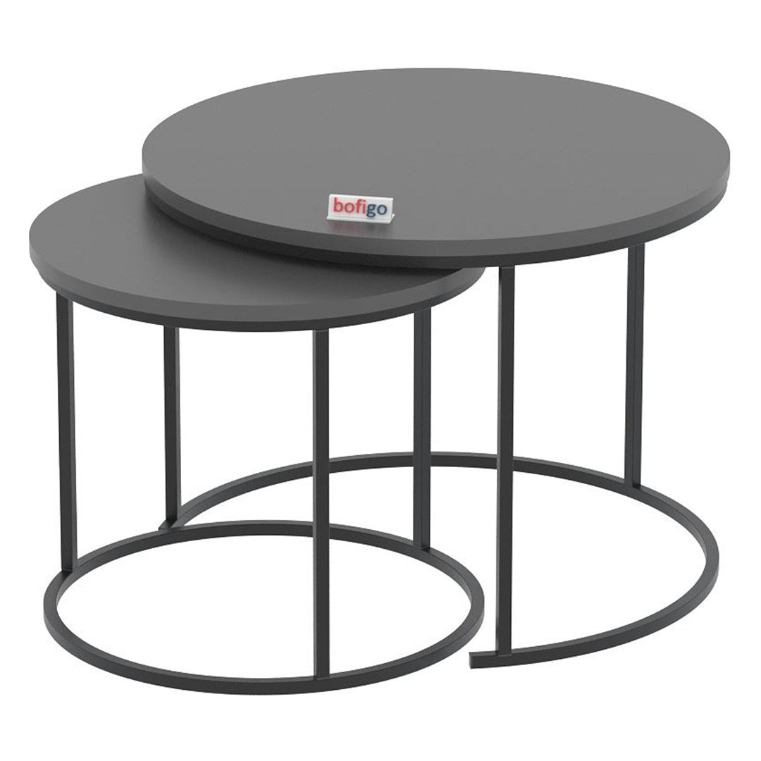 Set 2 masute Hilal Zigon, masute cafea 60 x 50 cm, stil Zigon se imping una sub alta, picioare metalice + blat PAL melaminat 18 mm clasa E1, perfecte living birou sau apartament mic, stil modern scandinav Antracit - detaliu 6