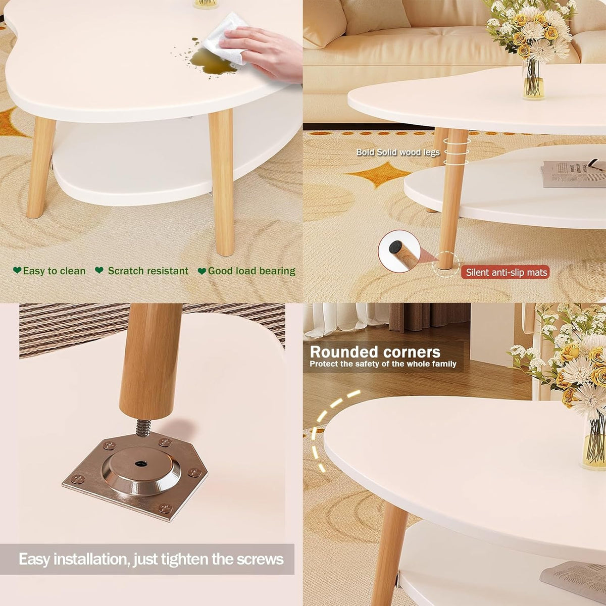 Masa de Cafea in Forma de Nor Cloud Table 2 Nivele 100cm Alb Design Modern - detaliu produs
