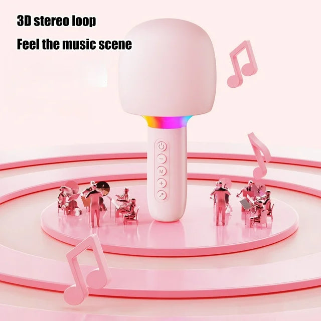 Microfon Karaoke Wireless cu Boxa si LED RGB OKOP KP-M110 – 5W