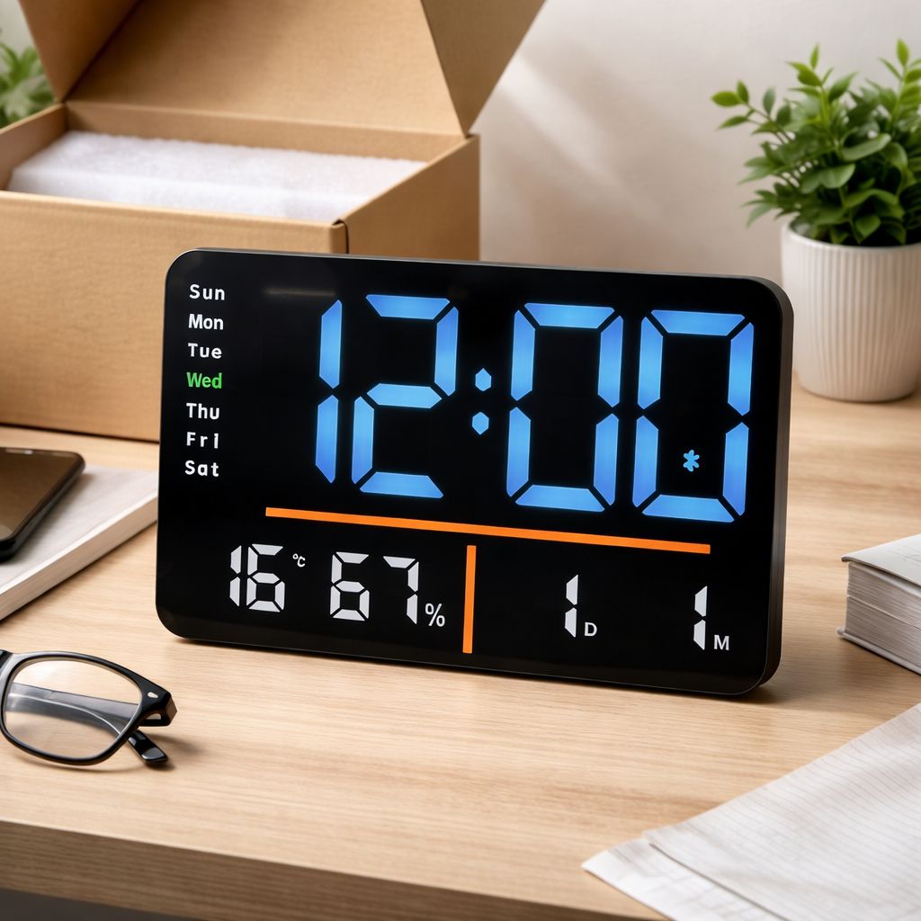 Ceas Digital Led Ceas digital cu LED, Bluetooth, 33 x22cm, control de la distanta, mont ...