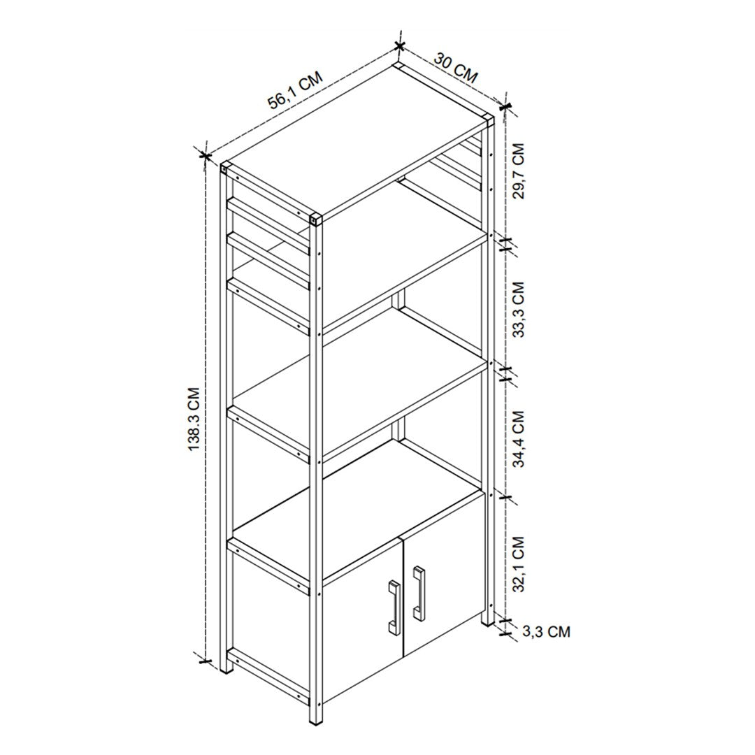 Raft bucatarie Colombia cu 5 rafturi, 70 x 160 cm polite deschise aspect industrial, cadru metalic negru + PAL melaminat 18 mm, capacitate 40 kg per nivel, ideal bucatarie sau camara, stil loft modern Alb - detaliu 4