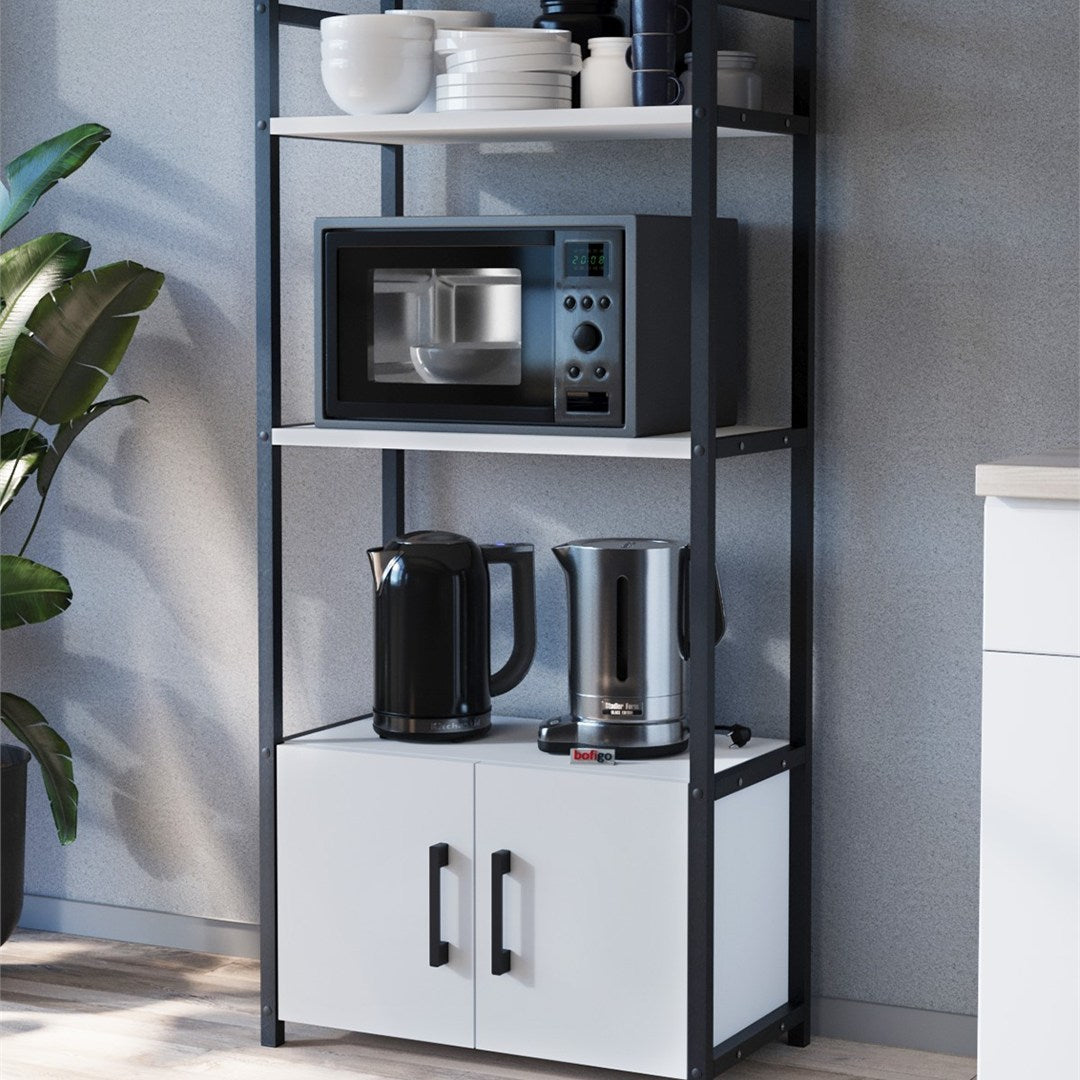 Raft bucatarie Colombia cu 5 rafturi, 70 x 160 cm polite deschise aspect industrial, cadru metalic negru + PAL melaminat 18 mm, capacitate 40 kg per nivel, ideal bucatarie sau camara, stil loft modern Pin natur - detaliu 6