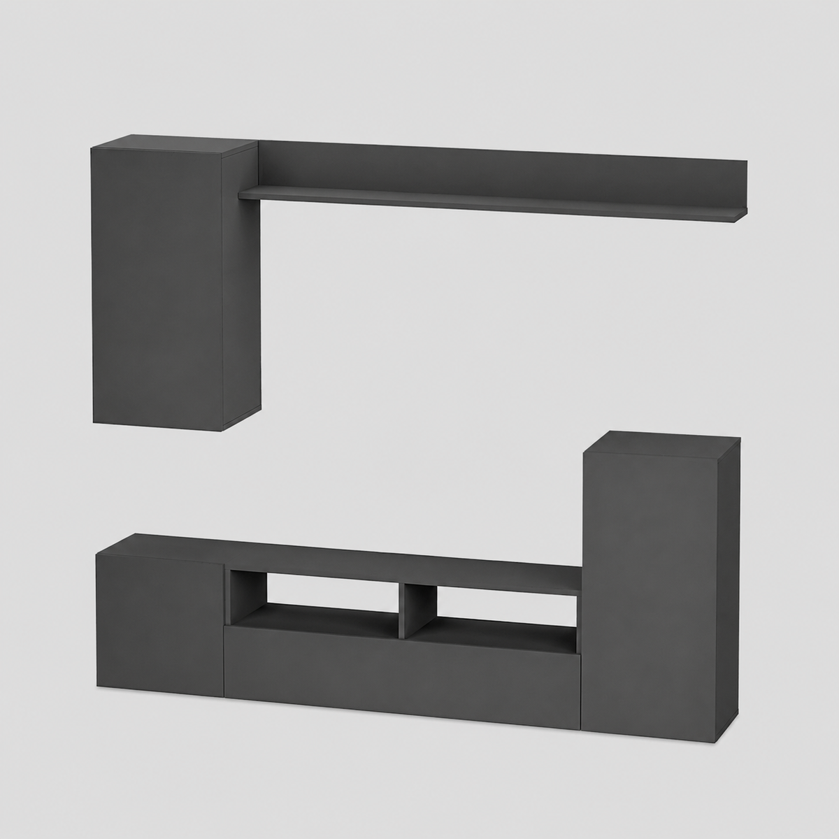 Comoda TV 210x38x90,4 cm, cu dulap suspendat, pentru living