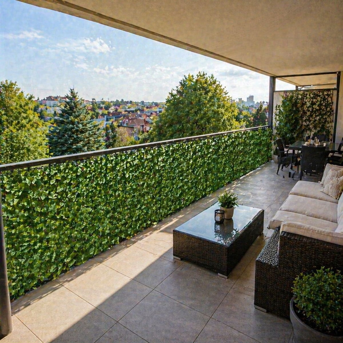 Panou Gard Artificial cu Frunze Ivy 3m x 1m, Paravan Verde, Balcon, Terasa, Gradina