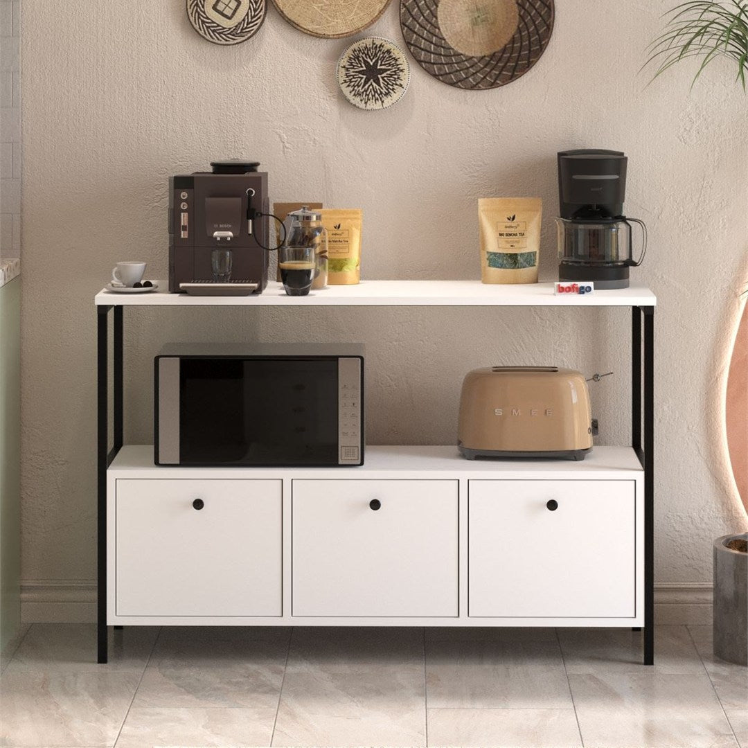 Consola cu usa rabatabila, masa hol 100 x 80 cm, spatiu interior + raft superior pentru decoratiuni sau corespondenta, PAL melaminat 18 mm clasa E1 rezistent la uzura, stil modern scandinav ideal hol sau living Alb - detaliu 2