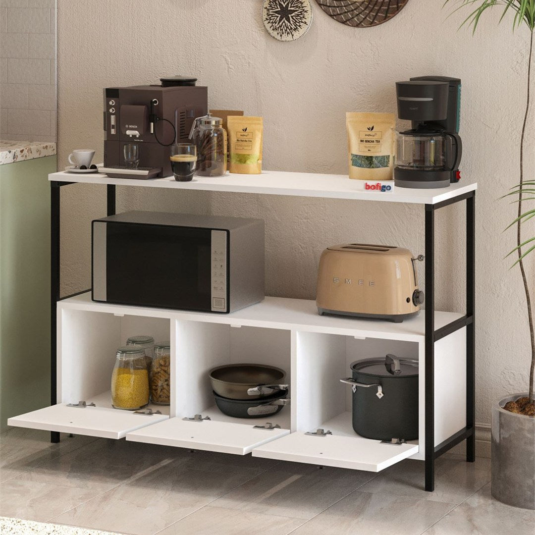 Consola cu usa rabatabila, masa hol 100 x 80 cm, spatiu interior + raft superior pentru decoratiuni sau corespondenta, PAL melaminat 18 mm clasa E1 rezistent la uzura, stil modern scandinav ideal hol sau living Alb - detaliu 3