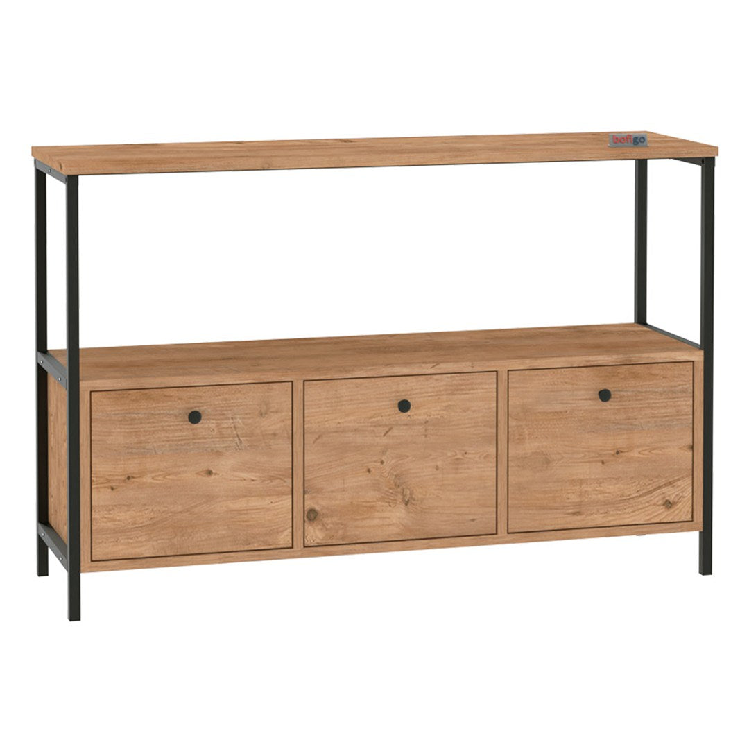 Consola cu usa rabatabila, masa hol 100 x 80 cm, spatiu interior + raft superior pentru decoratiuni sau corespondenta, PAL melaminat 18 mm clasa E1 rezistent la uzura, stil modern scandinav ideal hol sau living Pin natur - detaliu 6