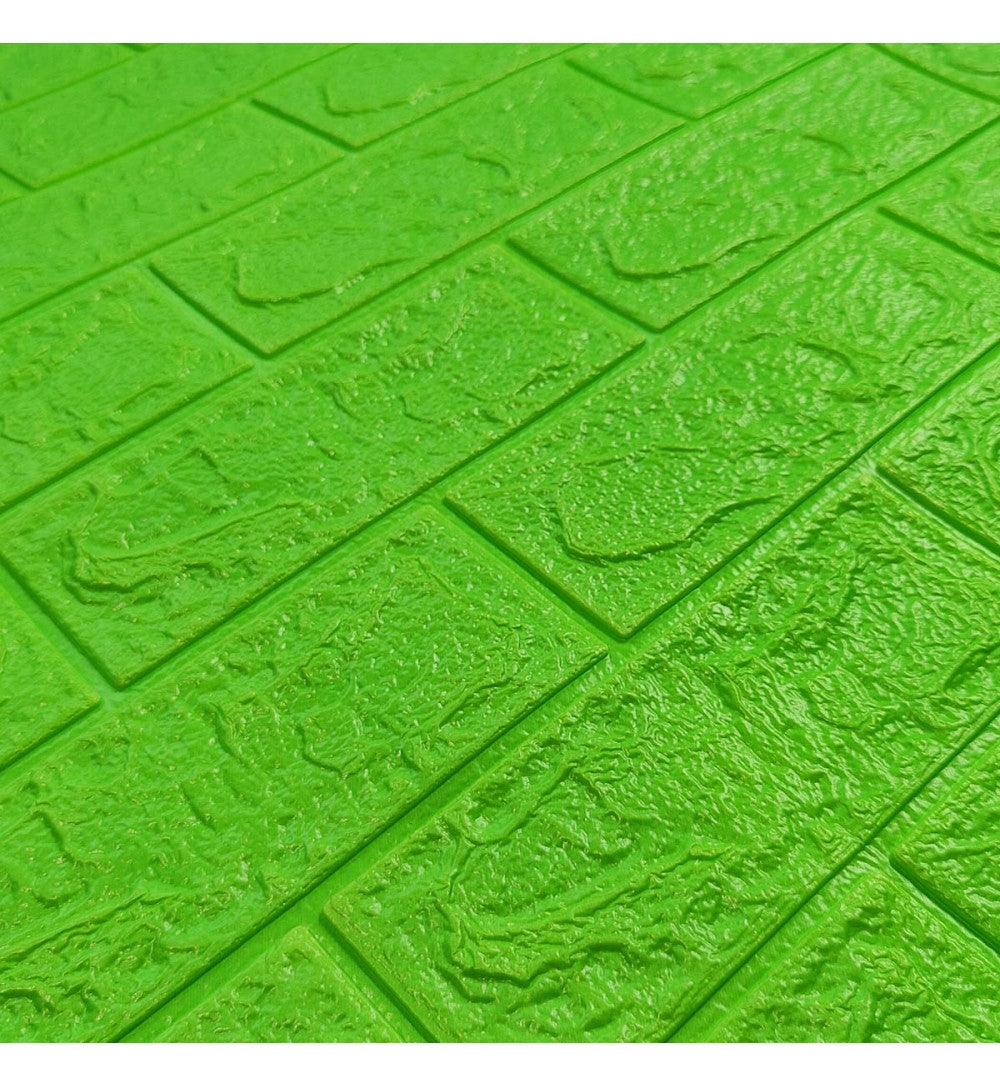 Tapet 3D caramida Verde lime auto-adeziv pentru interior, 70 x 77 cm