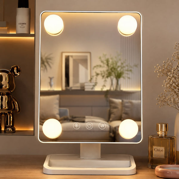 Oglinda de Toaleta cu 4 Lumini LED Control Tactil 3 Culori Lumina Alb 30x18cm - imagine principala
